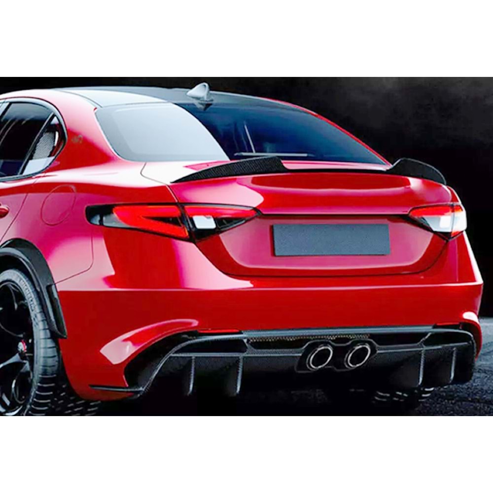 A. Romeo Giulia 2018+ - Spoiler, Quadrifoglio VQ V2 Stil, Bagaj Üzeri, Piano Black Boyalı Ürün Yüzeyi, ABS
