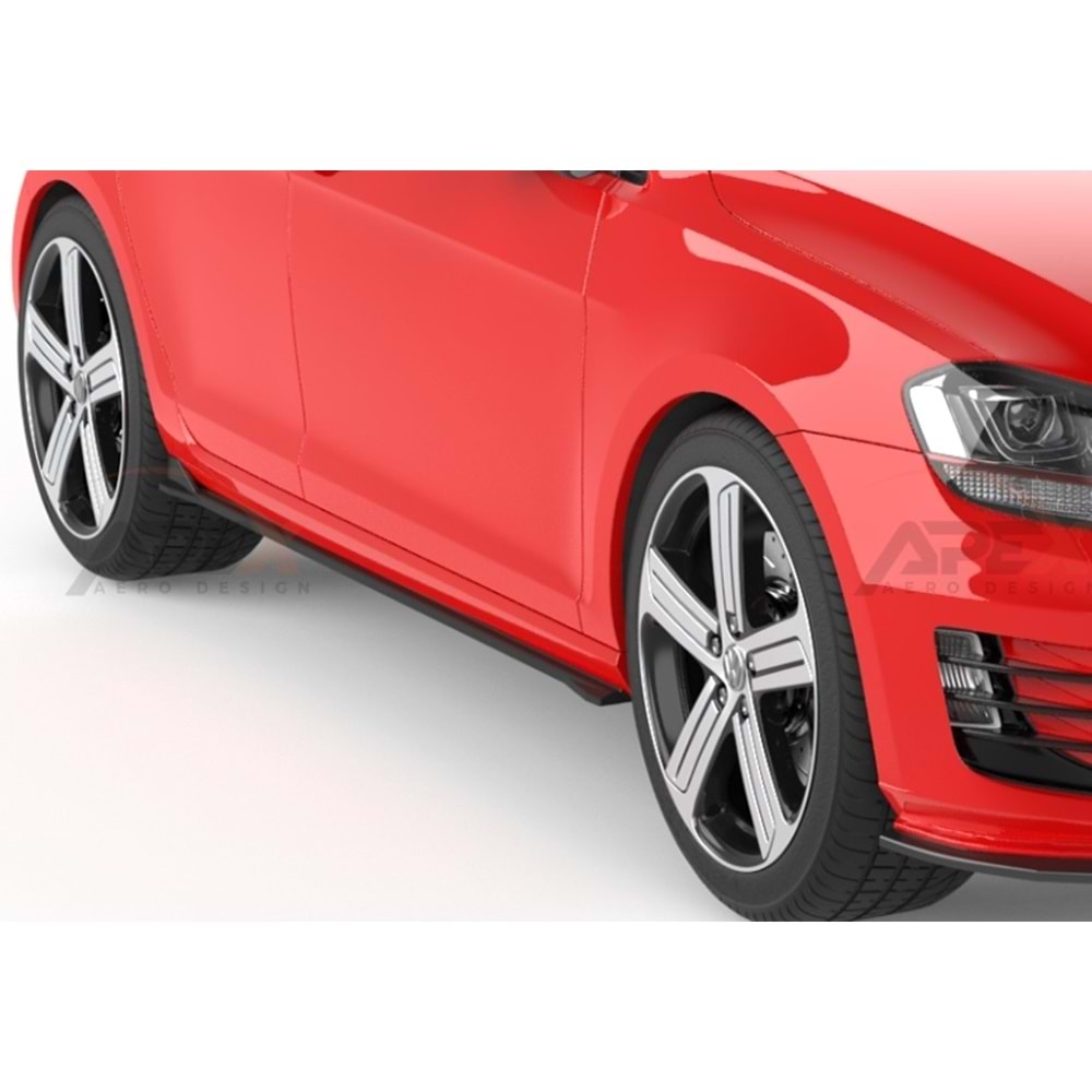 VW Golf Mk7 2012+ - Marşpiyel Çıta/Yan Alt, A Pex GTI V1 Stil, Piano Black Parlak Ürün Yüzeyi, Vakum, Set