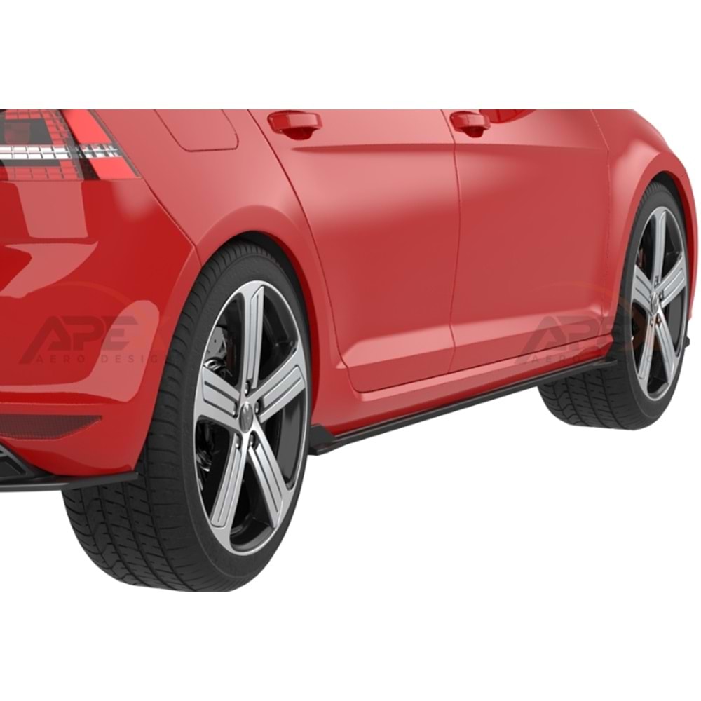 VW Golf Mk7 2012+ - Marşpiyel Çıta/Yan Alt, A Pex GTI V1 Stil, Piano Black Parlak Ürün Yüzeyi, Vakum, Set