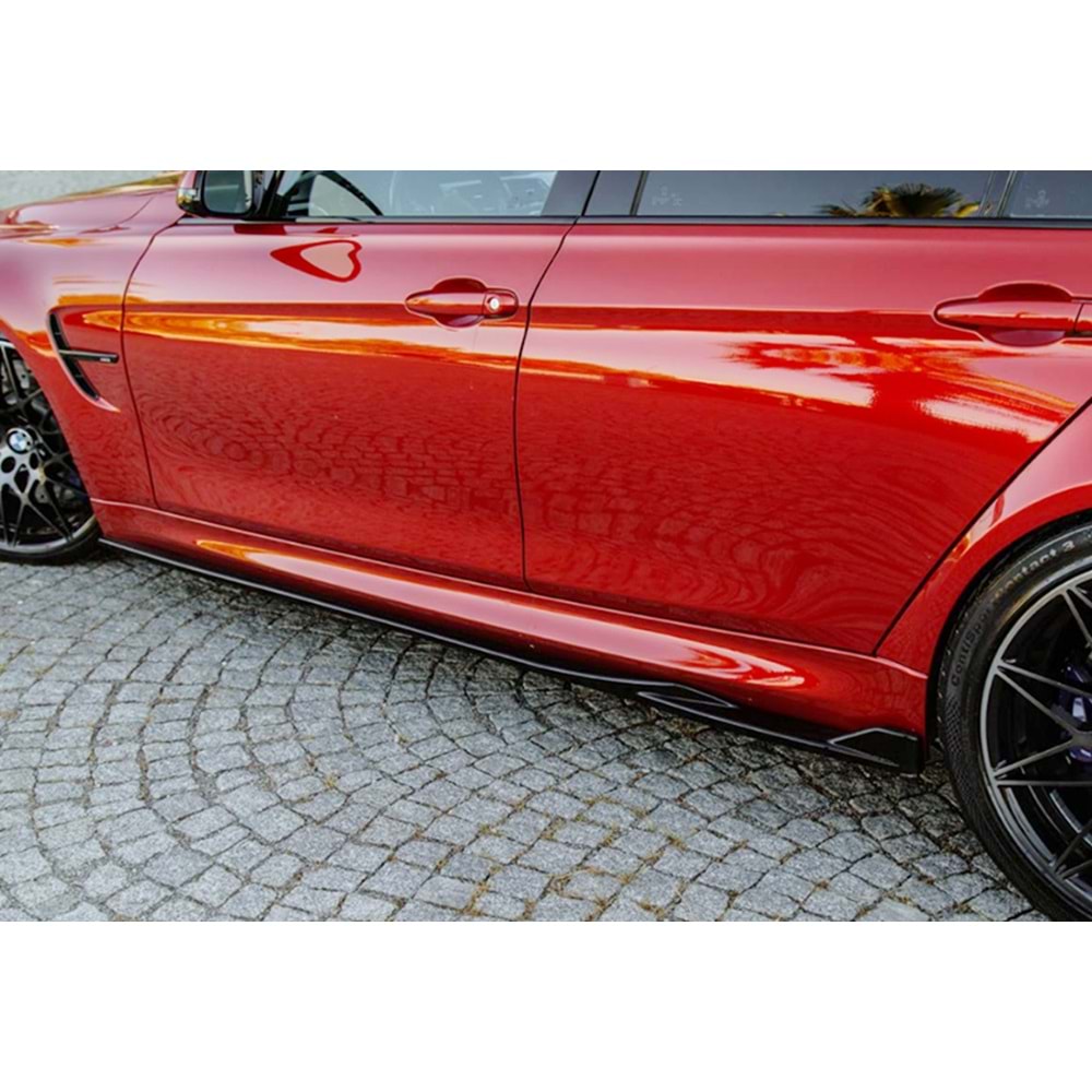BMW F80 M3 2012+ - Marşpiyel/Alt Çıta, A Plus M3 V2 Stil, 202.5 cm, Piano Black Parlak Ürün Yüzeyi, Vakum, Set
