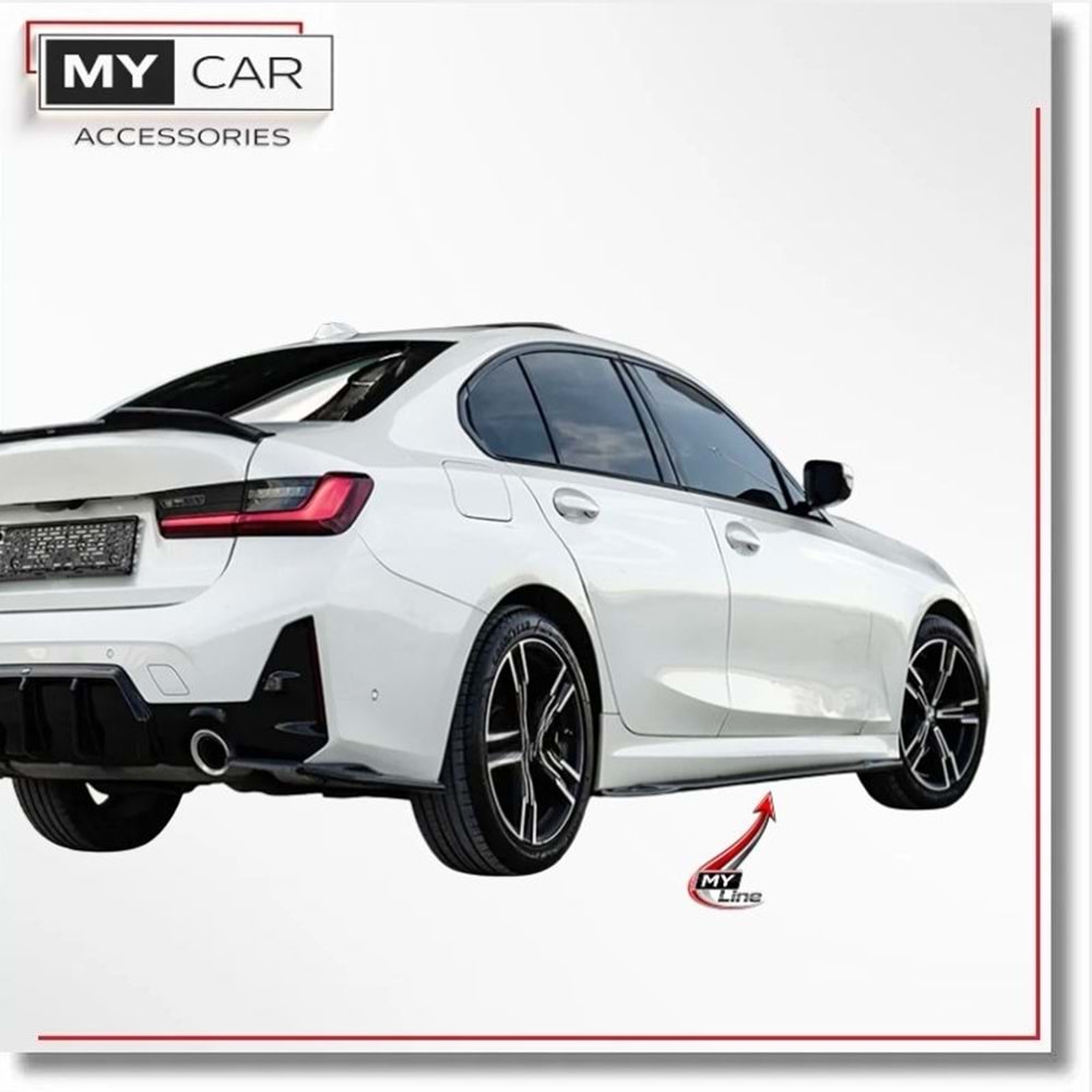 BMW G20 2019+ - Marşpiyel Çıta/Alt Yan, A Plus M Pack V1 Stil, Piano Black Parlak Ürün Yüzeyi, Vakum, Set