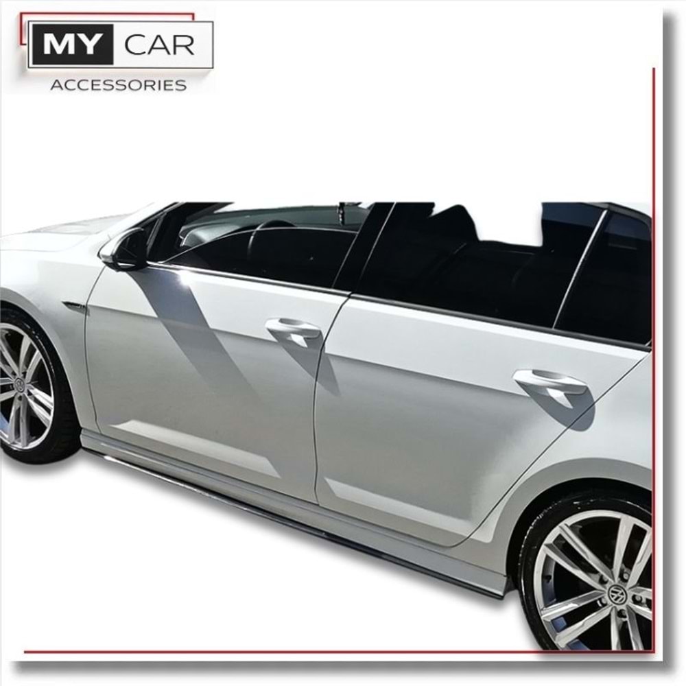VW Golf Mk7 2012+ - Marşpiyel Çıta/Yan Alt, B Plus Performance V1 Stil, Piano Black Parlak Ürün Yüzeyi, Vakum, Set